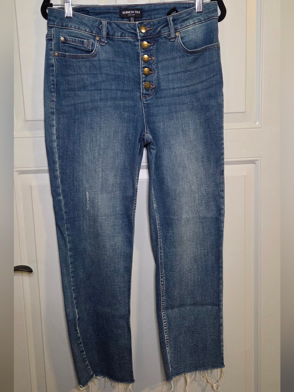 Kenneth Cole Mid-Rise Button-Fly Blue Jeans for Women